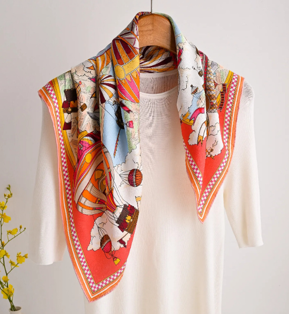 100% Fireworks Silk Shawl cloud Print Bandanna Square Neckerchief 26'' Scarf new