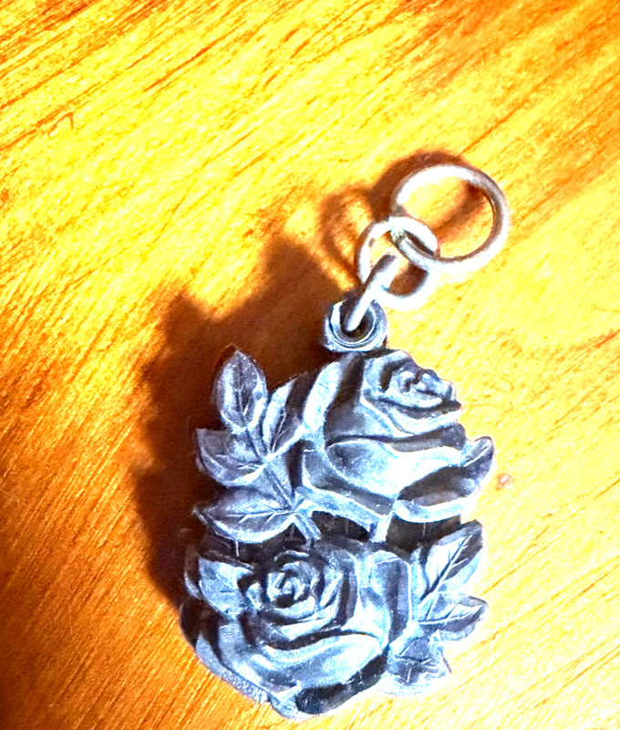 Antique Sterling Mary And Roses Pendant