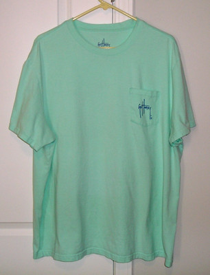 GUY HARVEY MENS (3XL) TEAL SHORT SLEEVE GRAPHIC COTTON CREW NECK T. SHIRT~NICE!