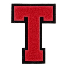 Chenille Letter Patches, 4" Alphabet T Iron on Patches for Clothing Red 