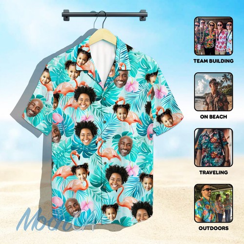 Camisas hawaianas personalizadas con tu cara, divertida camisa de vacaciones Aloha para hombre, C - Imagen 2 de 12