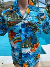 Vintage Kole Kole Rainbow Hawaiian short sleeve Shirt Mens S Small