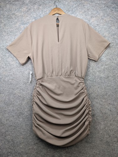 Abercrombie Fitch Dress Womens Large Brown Bodycon Mini Lined Ruched Minimalist - Picture 18 of 19