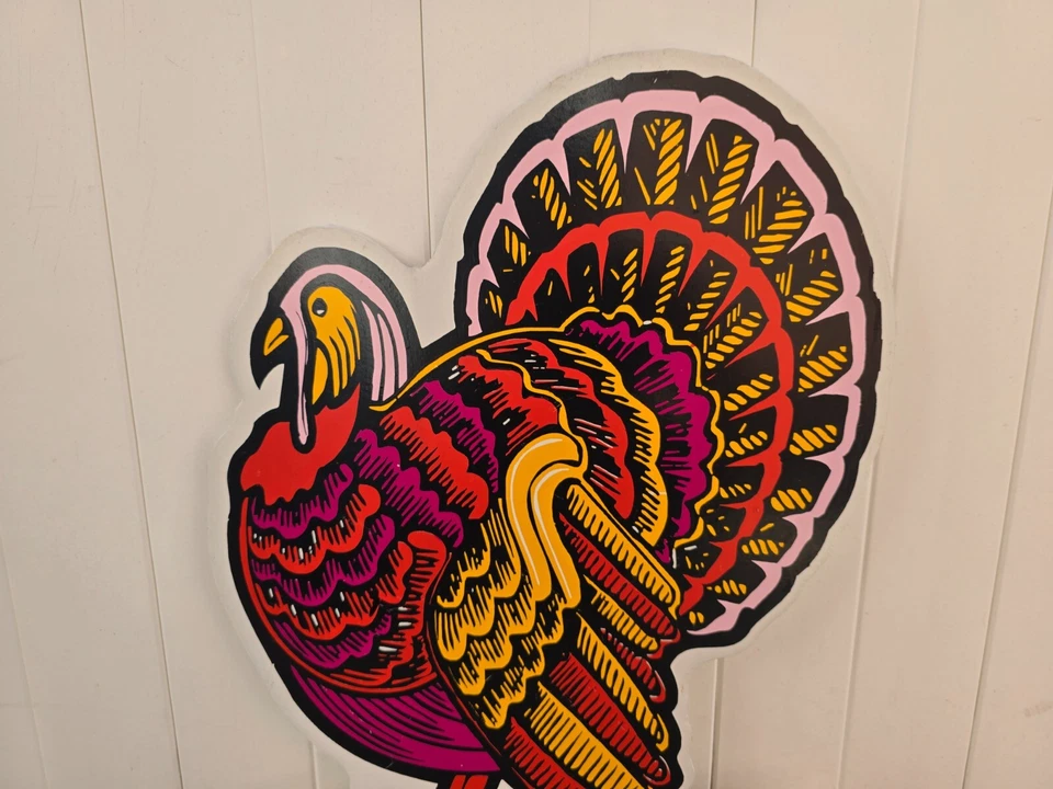 Decoración de césped de pavo vintage de acción de gracias hecha a mano madera 32" Foto 2 de 4