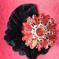 Soft Elastic Scrunchie Large Hair Band Elegant Head Jewelry Accessory Red Ston