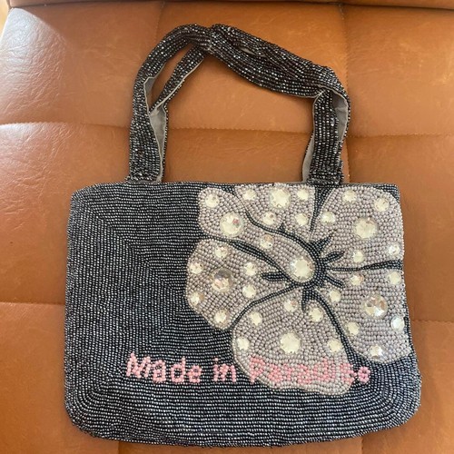 ALBA ROSA Beaded Mini Tote Bag schwarz Länge 17 cm x Breite 24 cm gebraucht aus Japan