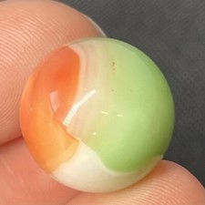 Vintage Akro Alley Agate Peltier Christensen Swirl Glass Marble .6 Green Orange