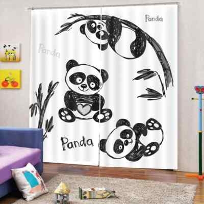clever and sensible giant panda Printing 3D Blockout Curtains Fabric Window