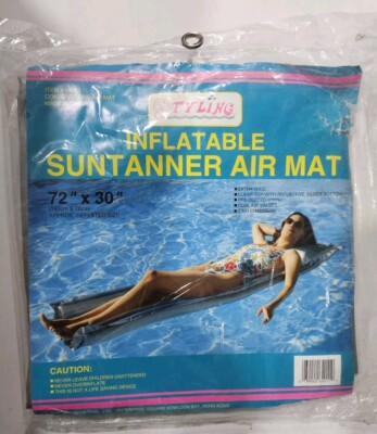 Vtg Styling Inflatable Vinyl Suntanner Air Mat Pool Float Lounger 72'' x 30'' New