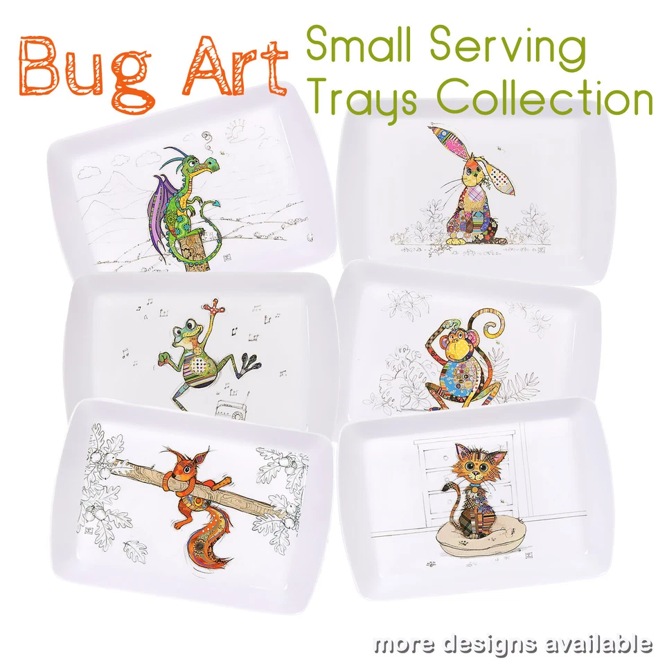 LESSER & PAVEY Bug Art Small Serving Tray Collection Snack Food Platter Animal Themed 24 x 16cm