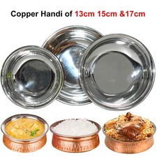 Hammered Copper Handi Pot Indian Curry Balti Cooking Dish 13 15 17cm Set