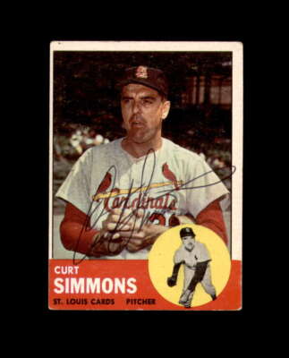 Curt Simmons Signed Original 1963 Topps St. Louis Cardinals Autograph