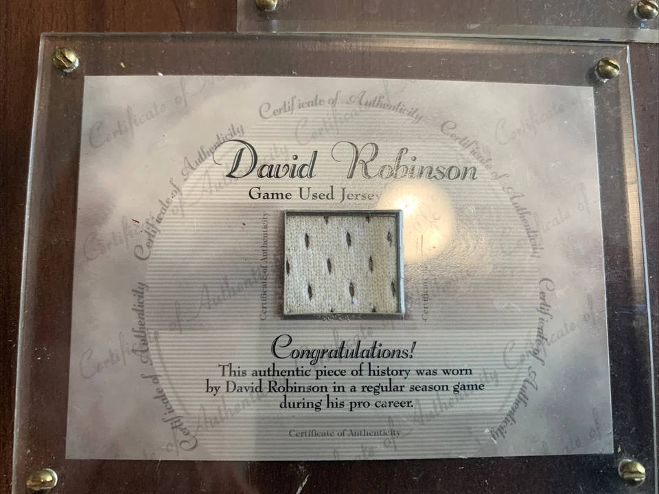 Placa Jersey NBA David Robinson San Antonio Spurs Juego Usado Foto 2 de 3