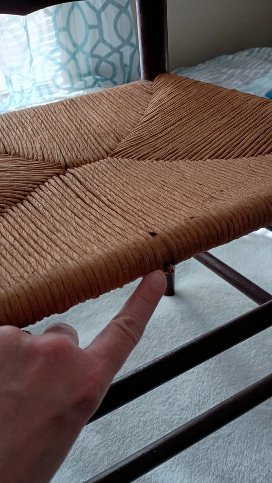 Antique 19th - Early 20th C SHAKER Straight Chair Woven Seat - Image 4 of 4