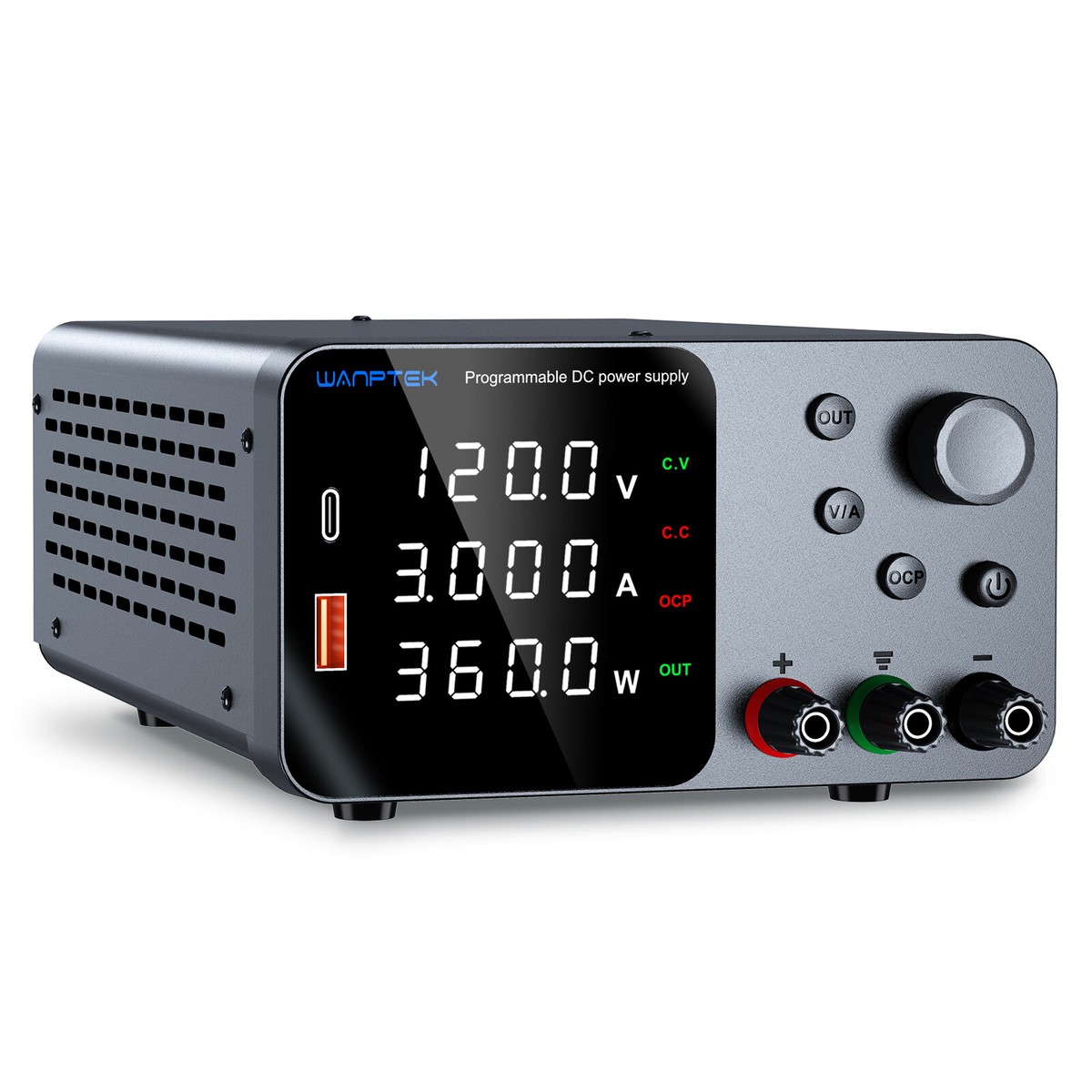 Wanptek Adjustable DC Power Supply - 0-120V 0-10A 360W, 3 Output Bench Switching Lab Supply - View #11