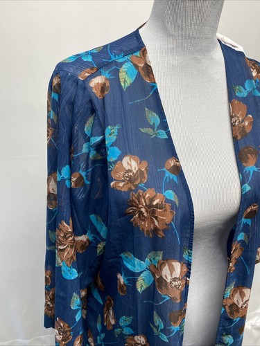 Jessica Simpson Women’s Med Blue Brown Floral Beau Femme Blakely Beach Cover Up - Picture 2 of 11