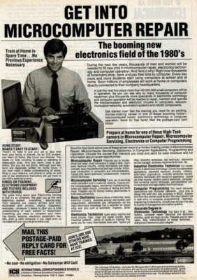 1984 Vintage Print Ad Get Into MicroComputer Repair ICS Booming New Field 1980s
