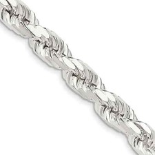 8mm Rope 925 Sterling Silver Diamond Cut Chain Necklace Made in Italy Durable