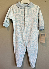 NWT Vintage Carter's Baby Boy's 0-3M Sleeper PJ's Footed White Blue Trucks Dogs