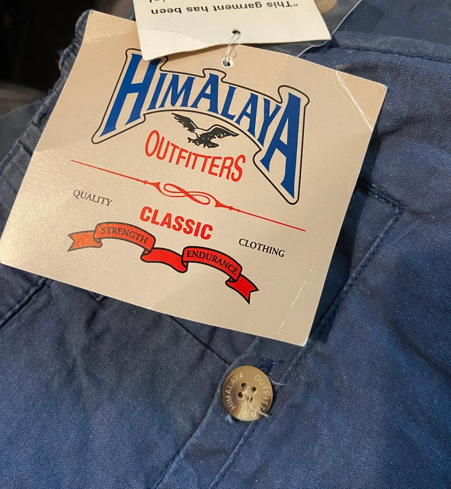 NUEVO Pantalones Cortos De Colección Himalaya Outfitters Cintura Flexible Azul Algodón Sarga Para Hombre 40 Alto Foto 4 de 4