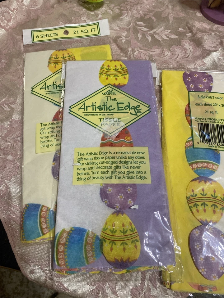 EASTER RETRO FUN- See All Pics- 6 Pieces-New- Tissue Paper(4), Picks, & Hunt Kit - Image 4 of 4