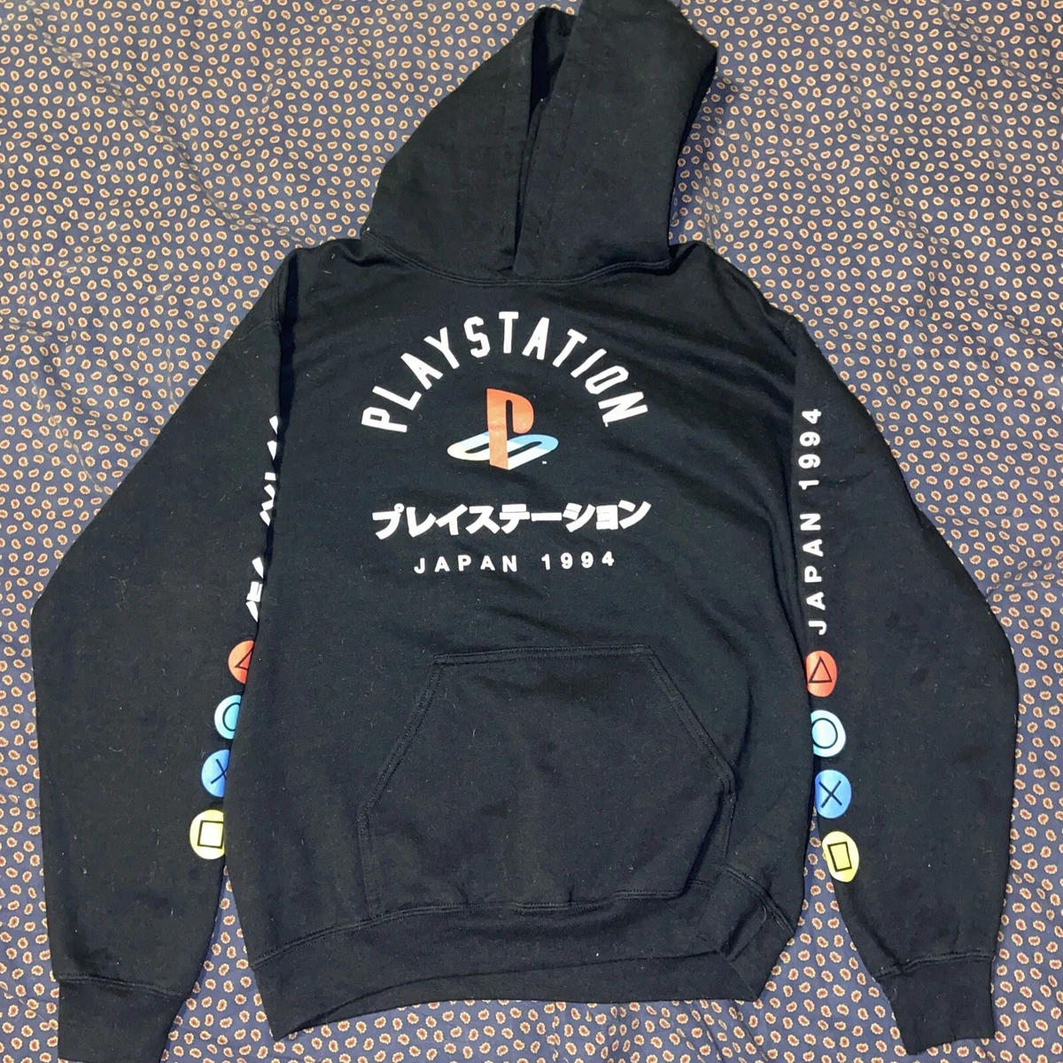 Playstation Hoodie Size M Mens Black Japan 1994 Hooded Sweatshirt