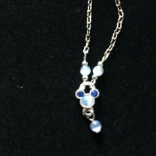 Disney Blue Austrian Crystal Mickey Mouse Head Icon Pendant Necklace