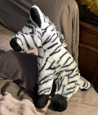 The Petting Zoo Black White Zebra 13" Plush Recycled Soft