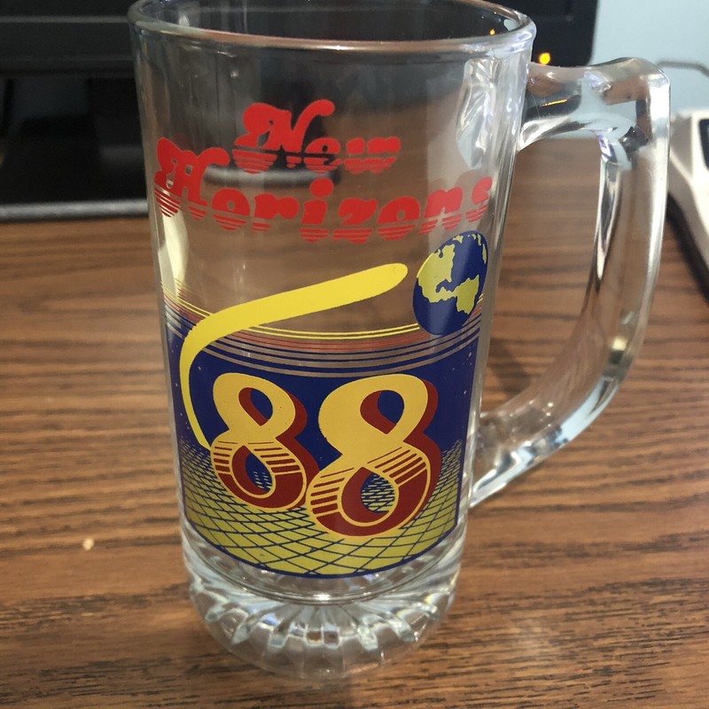 Vintage West Babylon-New Horizons Class of 1988 Heavy Glass Mug 5.5-in tall