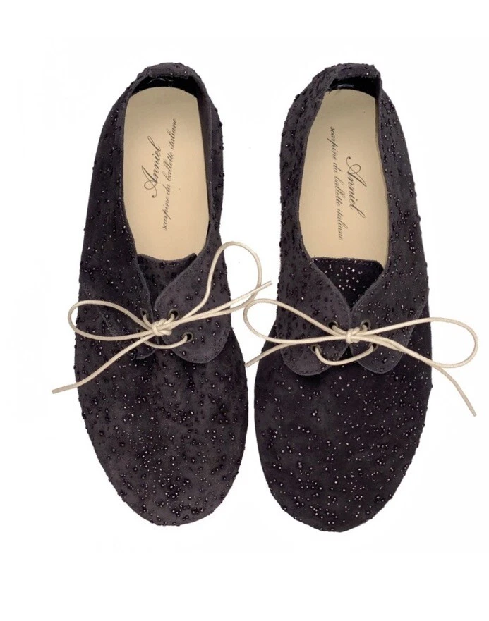 Anniel Oxford Derby de cuero con cuentas gris carbón suave talla 36 Nuevo sin caja Foto 2 de 4