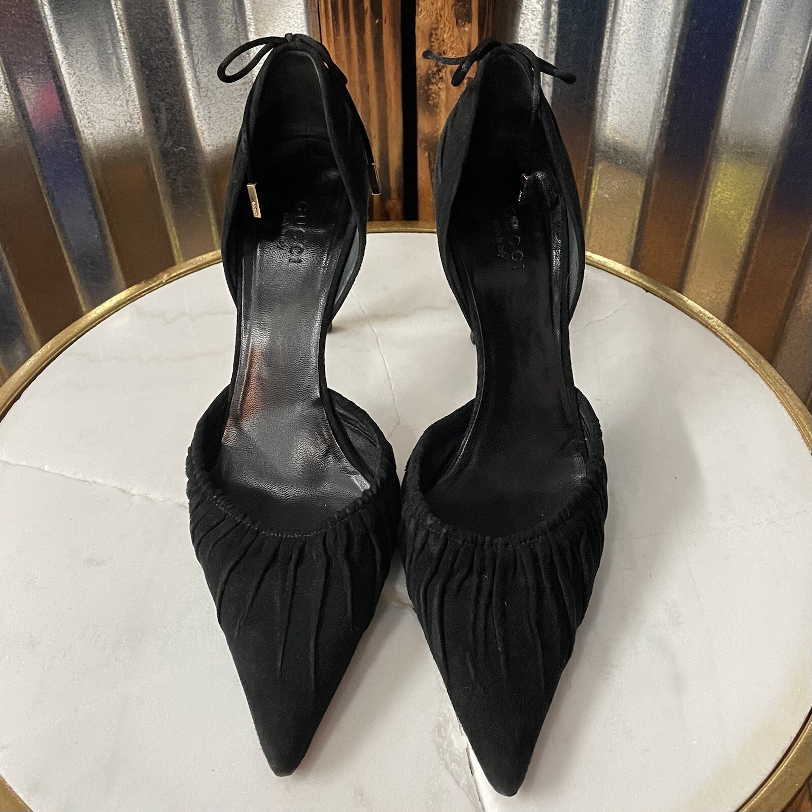 Gucci Black Suede 4 Inch Pointed Stiletto High Heel Shoes Designer Size 8  8B | eBay