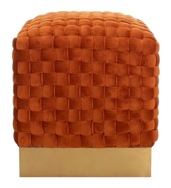 Safavieh  Woven Velvet Ottoman, Reduced Price 2172718674 SFV4708E - Image 2 of 4