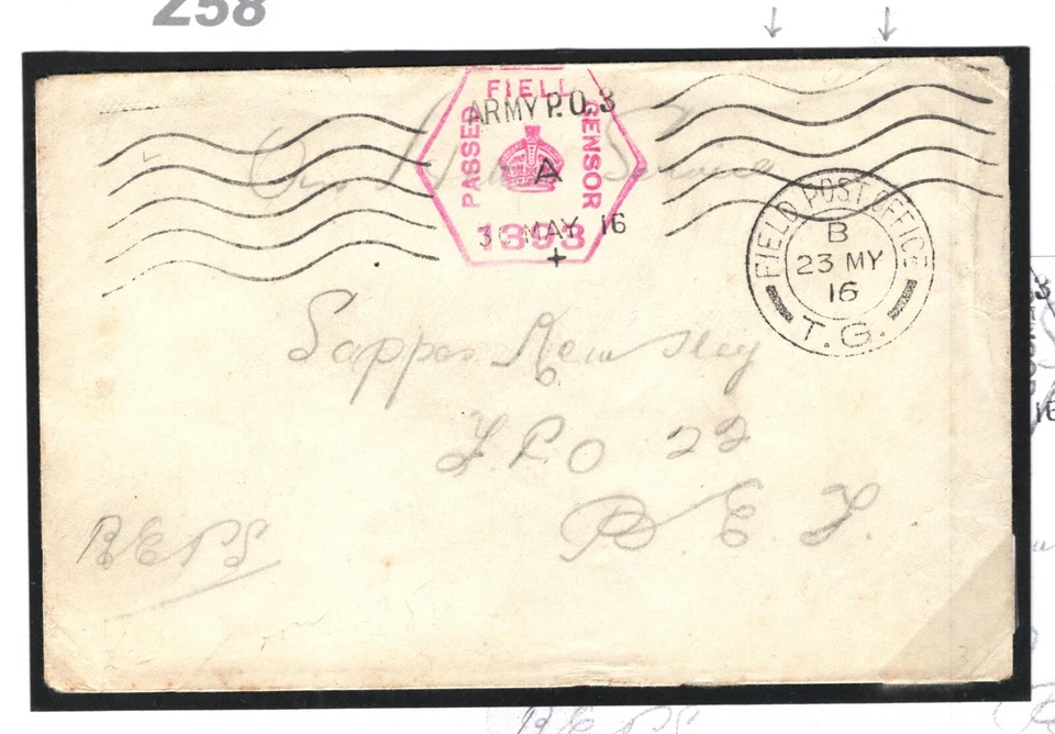 GB Cover WW1 INTERRUPTED BEF MAIL Unpaid Rare *DELAYED NOT FRANKED* Military Z58 - Image 4 of 4