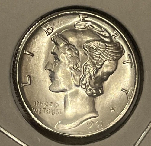 1941 P Mercury Dime Brilliant Uncirculated 90% Silver Coin  BU