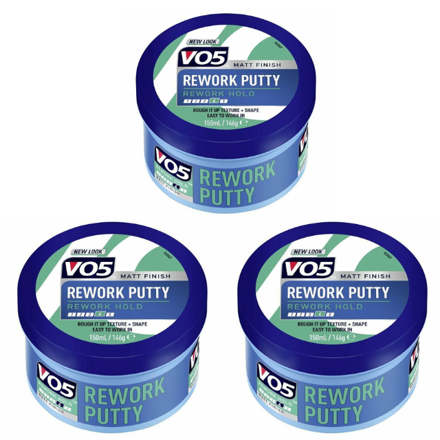 3 x 150ml VO5 Extreme Style Rework Putty Hair Gel Matt Finish