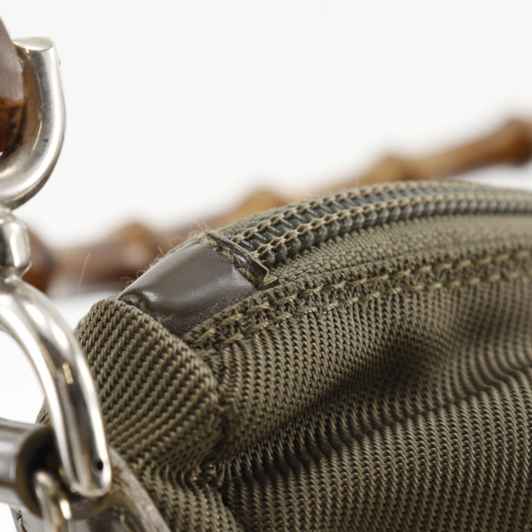 Gucci Bamboo One Shoulder Bag Nylon Canvas Khaki Women's Used thumbnail 6