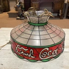 Vintage 1960s-70s Coca-Cola Faux Stained-Glass Hanging Light Lamp Tiffany Style