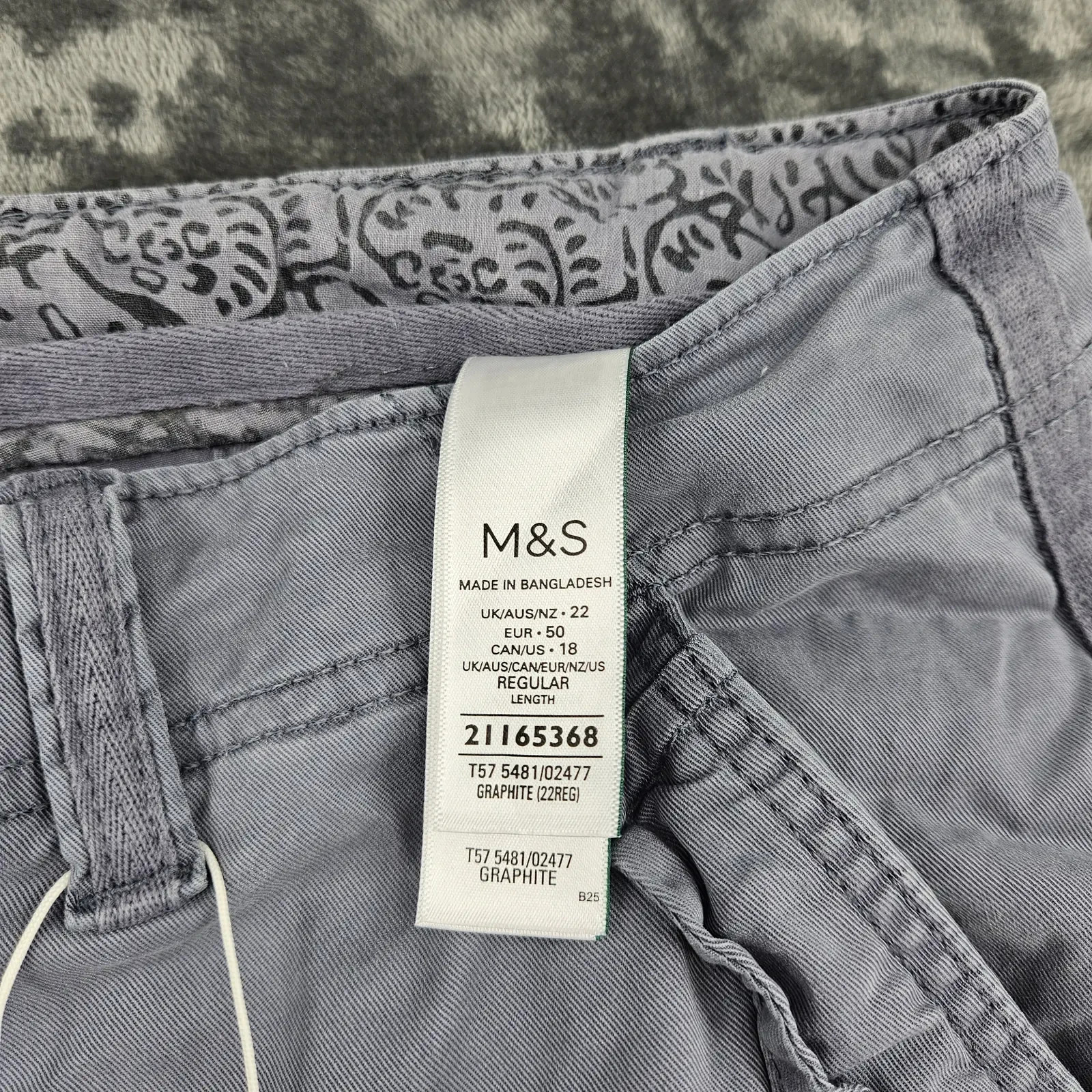 M&S Womens Cargo Trousers UK 22 Regular Graphite Grey Lyocell Stretch Combat image 6