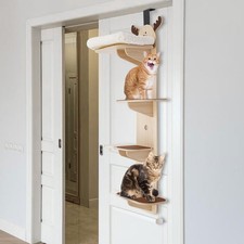 4-Tier Cat Climbing Frame Door Hanging Wood Cat Tree Tower Cat Scratching Post