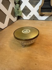 Vintage Glass Floral Metal Lid Vanity Decor Powder Box Trinket Box