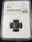 1937 Mercury Dime MS66 FB NGC Gorgeous Colorful Toning