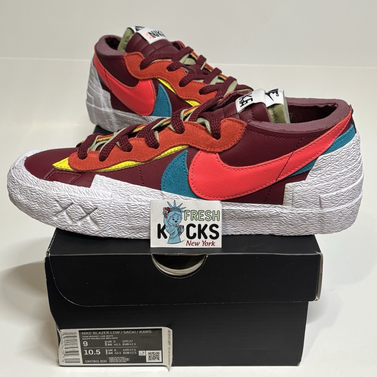 Nike Blazer Low Sacai‎ Kaws Team Red Hot Lava 9 Mens IN HAND FAST SHIP Nike KAWS x sacai x Blazer Low Team Red for Sale  main image 2