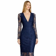 Zimmermann Esplanade Lace Plunge Midi Dress French Navy Formal Bridal *Size 12*