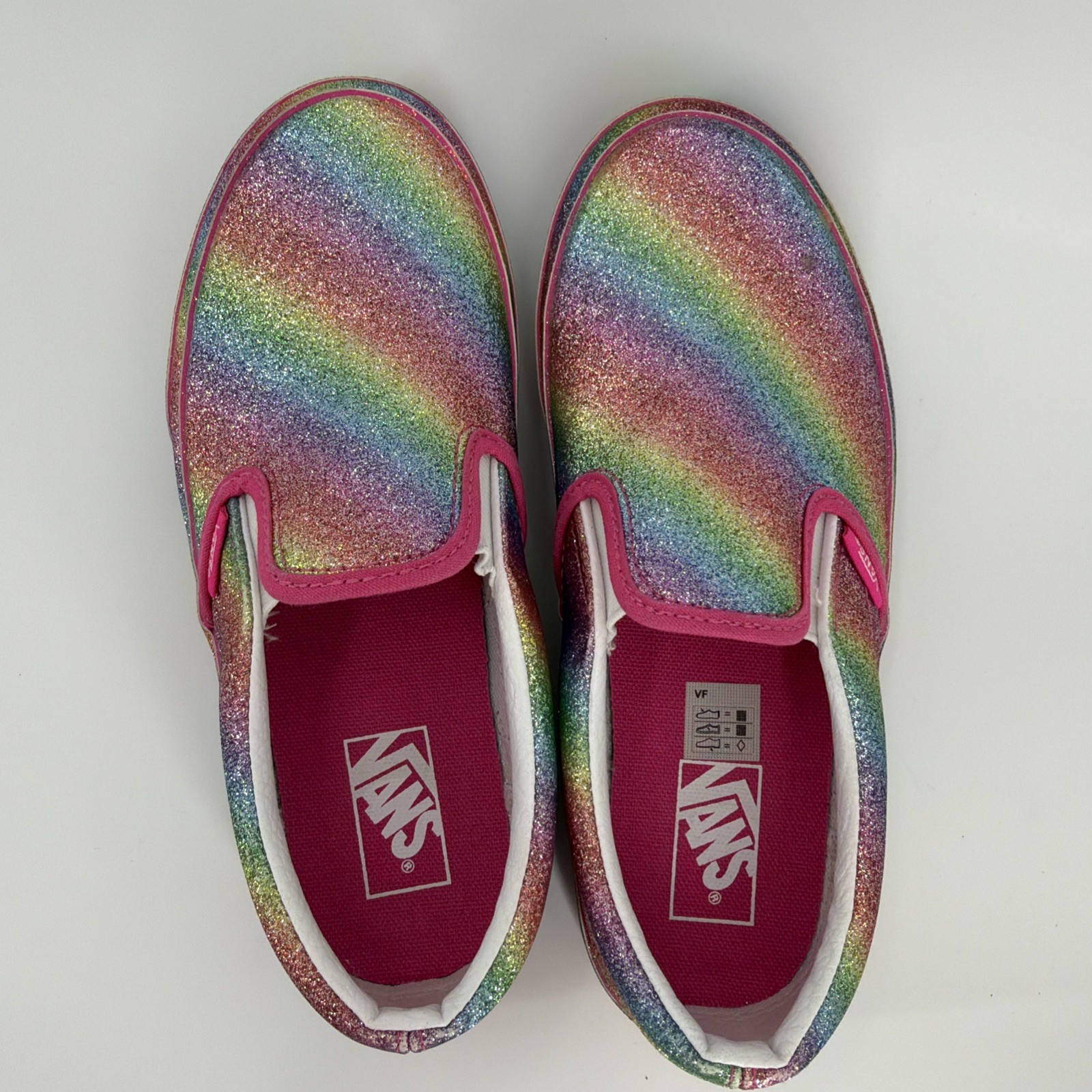 Vans Glitter Rainglow Rainbow Girls Big Kids Size 3 Slip-On 