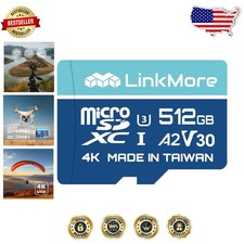 High-Speed 512GB MicroSDXC A2 Card U3 V30 - 160MB/s Read, Waterproof, Durable