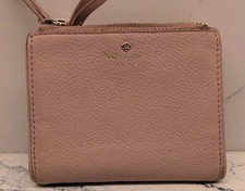 Kate Spade Cameron Small L-Zip Leather Bifold Wallet Nude
