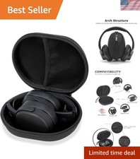 Travel-Ready Hard Shell Headphone Case with Inner Pocket for Accessories - Black