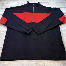 Marlboro Vintage Men  s Sweater Red Black 1/4 Zip Deadstock Size Large