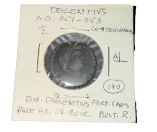 Decentius Caesar Bronze Centenionalis 351 353 Two Victories VOT V MVLT X Arles