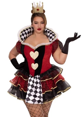 Adult Womens Deluxe Plus Size Wonderland Leg Avenue Queen of Hearts Costume